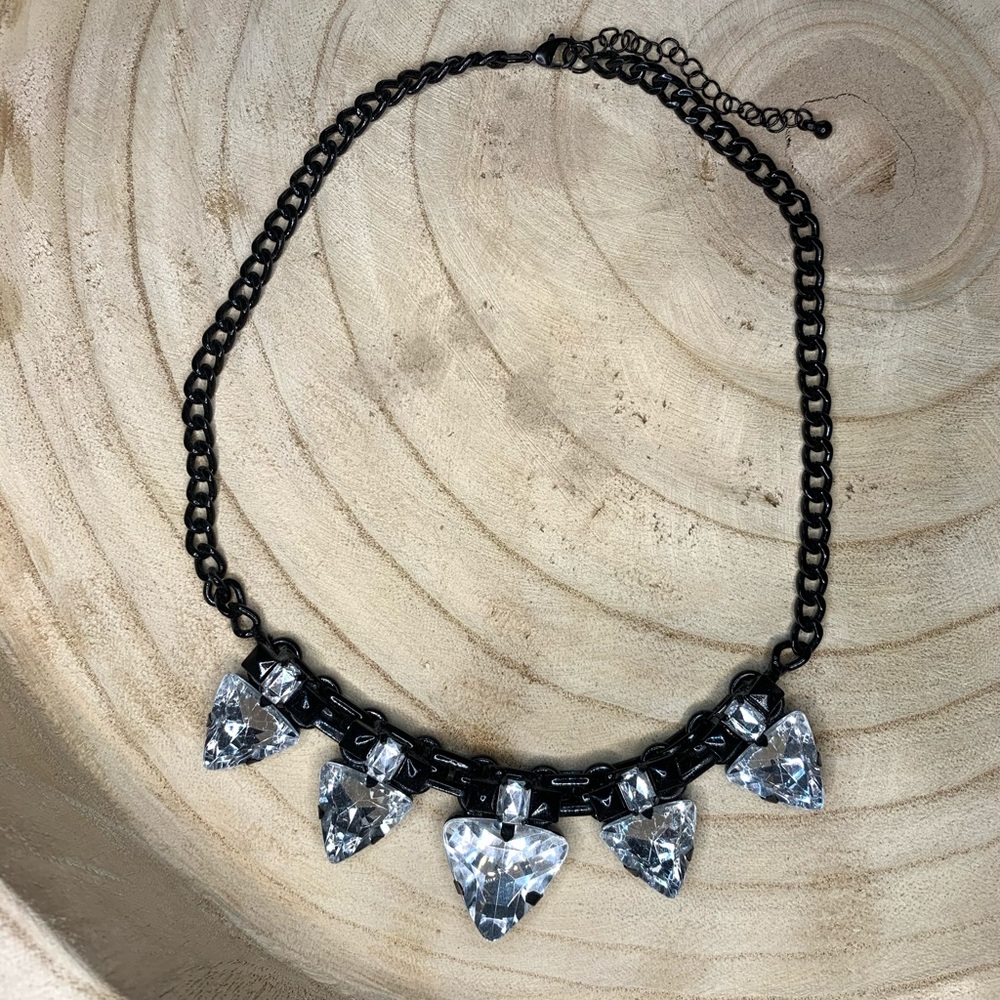 Black chain necklace/choker with crystals